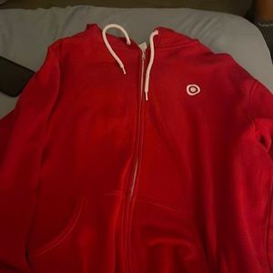 Red target zip up hoodie